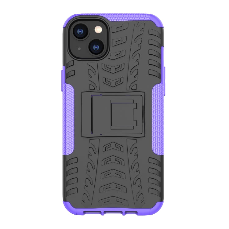 For iPhone 14 Plus Tire Texture TPU + PC Phone Case with Holder