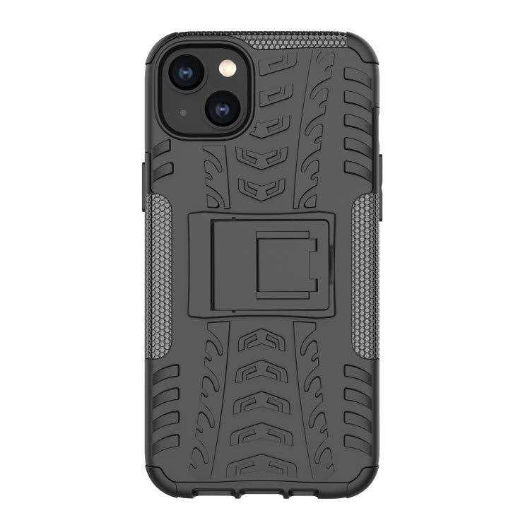 For iPhone 14 Plus Tire Texture TPU + PC Phone Case with Holder