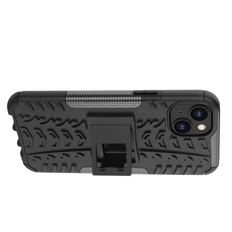 For iPhone 14 Plus Tire Texture TPU + PC Phone Case with Holder