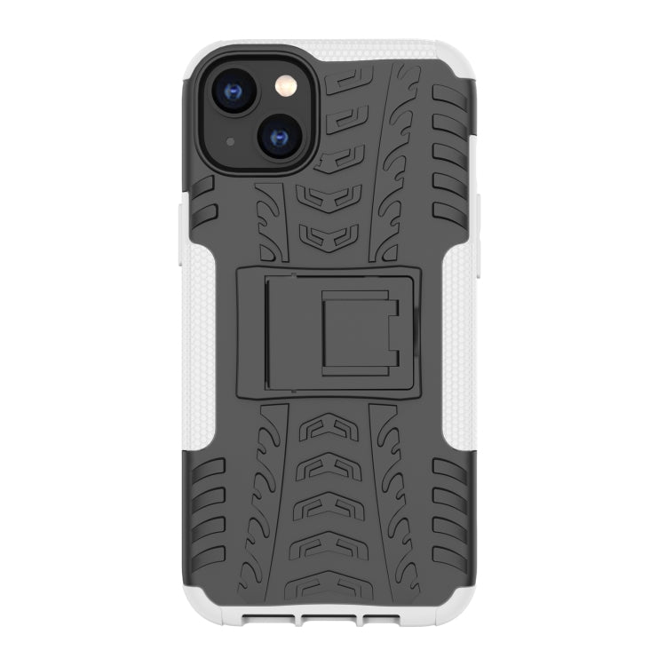 For iPhone 14 Plus Tire Texture TPU + PC Phone Case with Holder