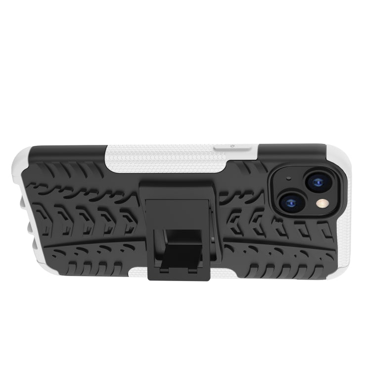 For iPhone 14 Plus Tire Texture TPU + PC Phone Case with Holder