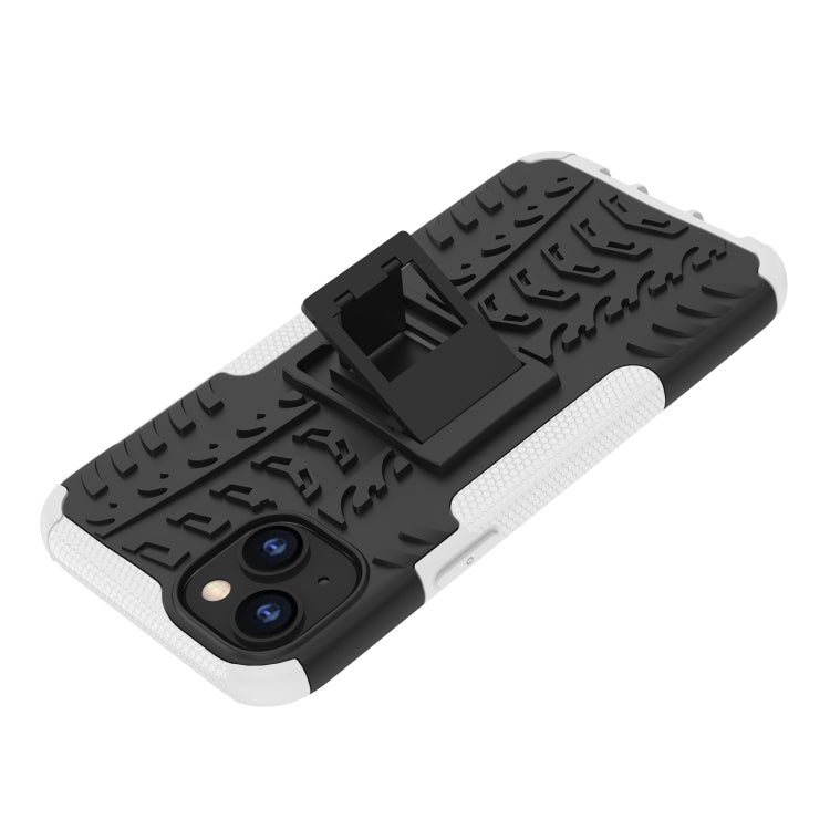 For iPhone 14 Plus Tire Texture TPU + PC Phone Case with Holder