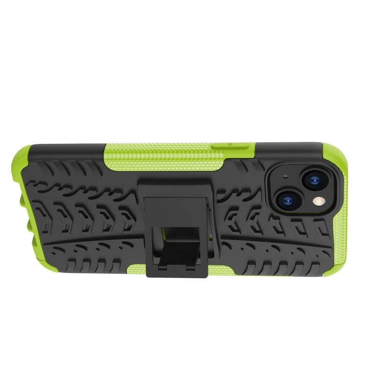 For iPhone 14 Plus Tire Texture TPU + PC Phone Case with Holder