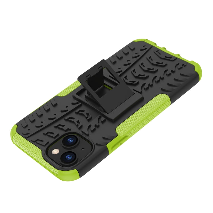 For iPhone 14 Plus Tire Texture TPU + PC Phone Case with Holder