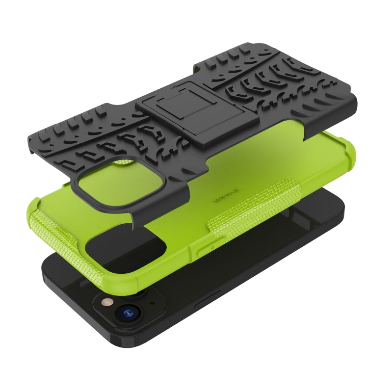 For iPhone 14 Plus Tire Texture TPU + PC Phone Case with Holder