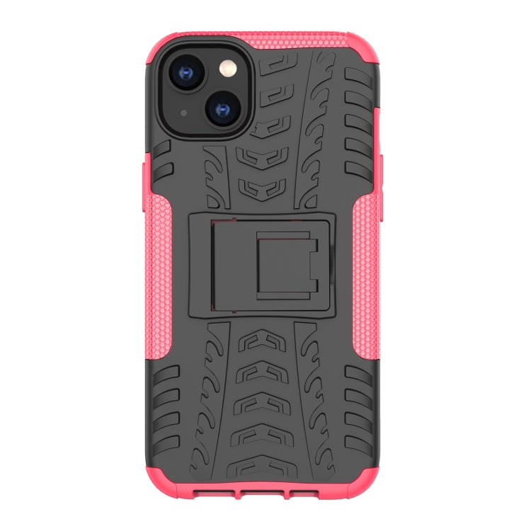 For iPhone 14 Plus Tire Texture TPU + PC Phone Case with Holder