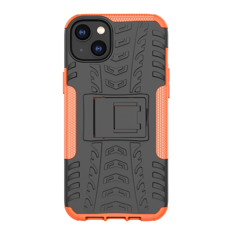 For iPhone 14 Plus Tire Texture TPU + PC Phone Case with Holder