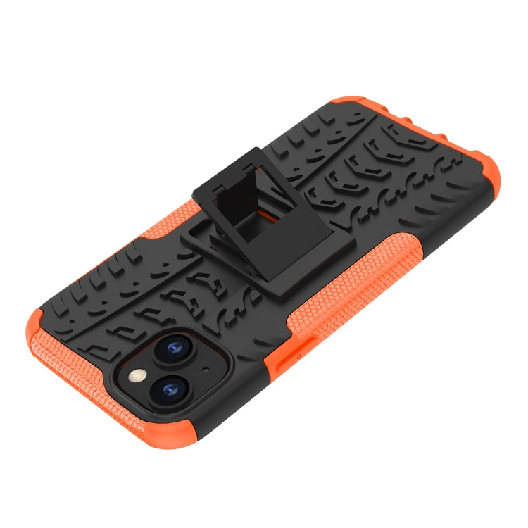 For iPhone 14 Plus Tire Texture TPU + PC Phone Case with Holder