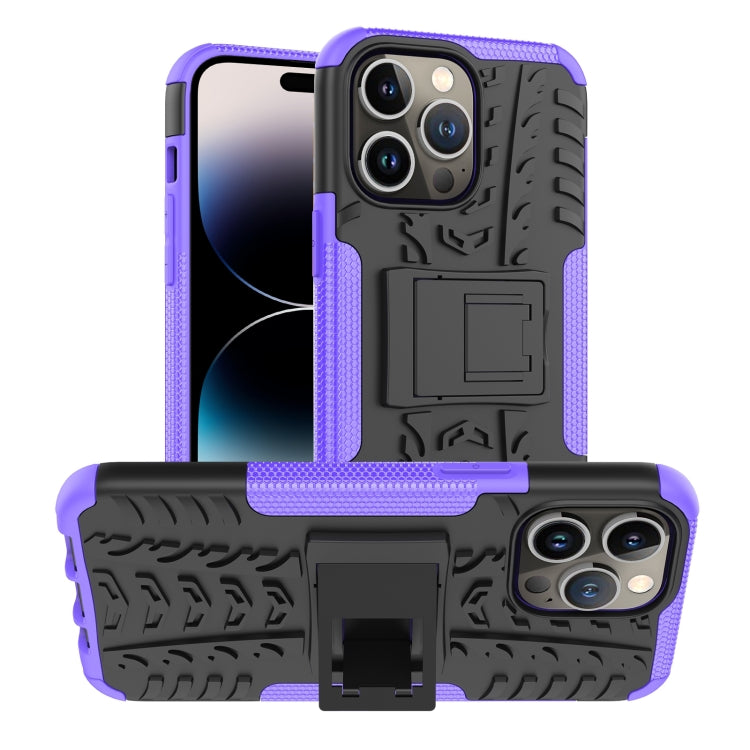 For iPhone 14 Pro Tire Texture TPU + PC Phone Case with Holder