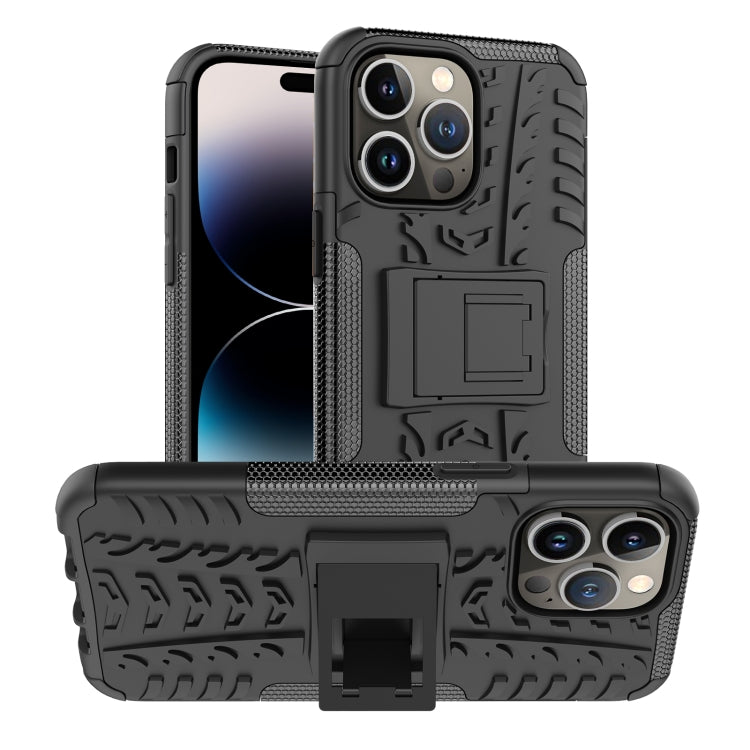 For iPhone 14 Pro Tire Texture TPU + PC Phone Case with Holder