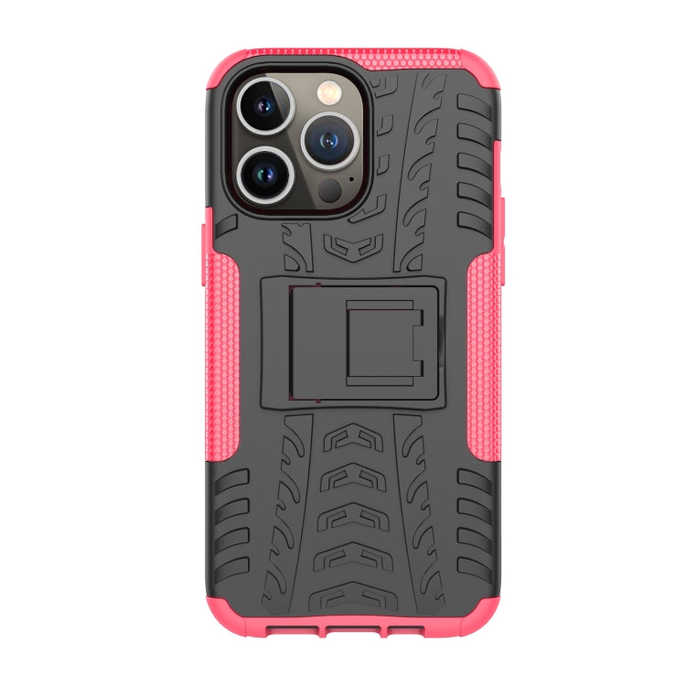 For iPhone 14 Pro Tire Texture TPU + PC Phone Case with Holder