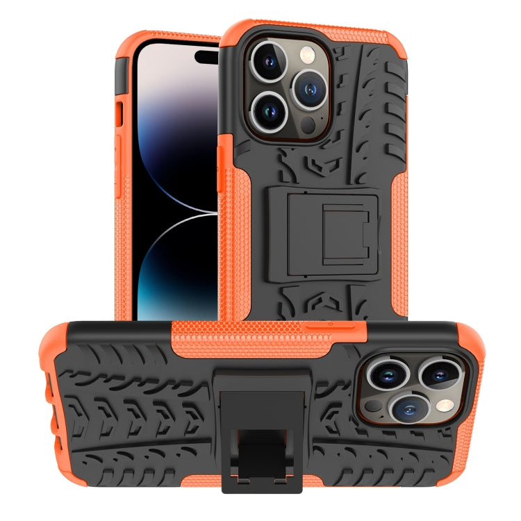 For iPhone 14 Pro Tire Texture TPU + PC Phone Case with Holder