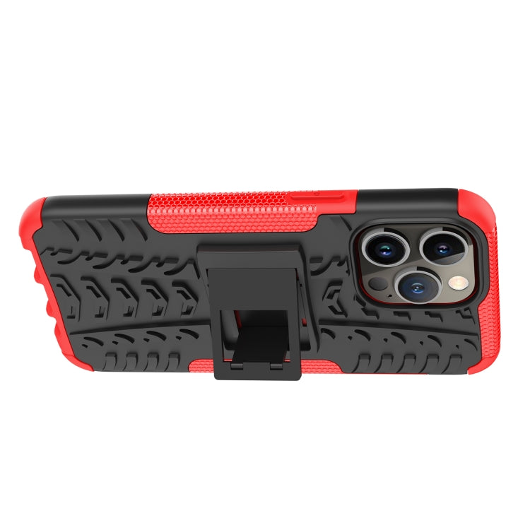 For iPhone 14 Pro Max Tire Texture TPU + PC Phone Case with Holder