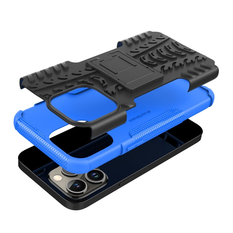 For iPhone 14 Pro Max Tire Texture TPU + PC Phone Case with Holder
