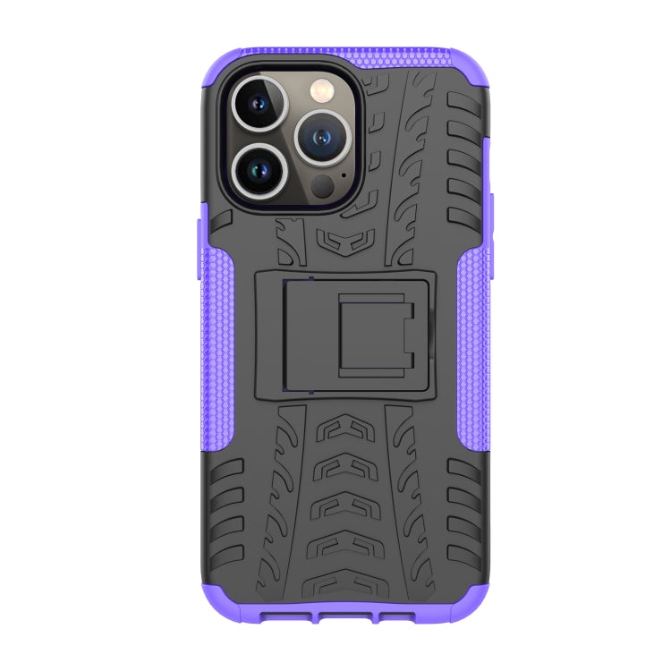 For iPhone 14 Pro Max Tire Texture TPU + PC Phone Case with Holder