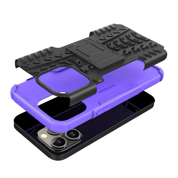 For iPhone 14 Pro Max Tire Texture TPU + PC Phone Case with Holder