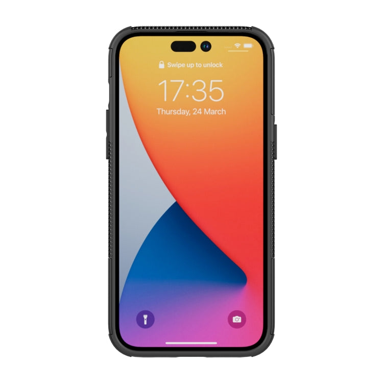For iPhone 14 Pro Max Tire Texture TPU + PC Phone Case with Holder