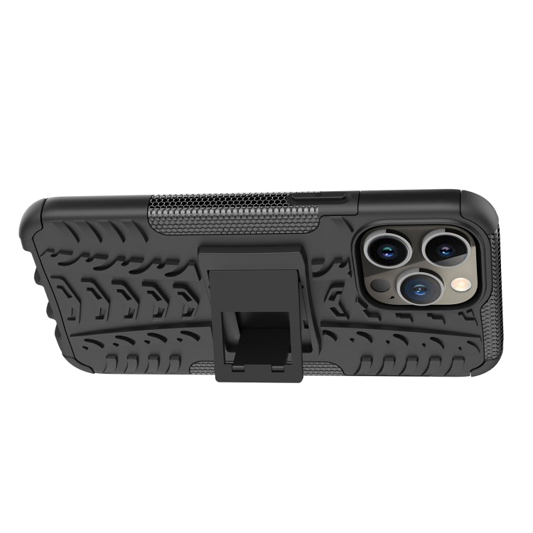 For iPhone 14 Pro Max Tire Texture TPU + PC Phone Case with Holder