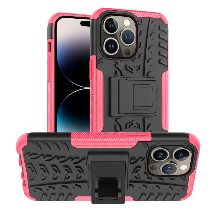 For iPhone 14 Pro Max Tire Texture TPU + PC Phone Case with Holder