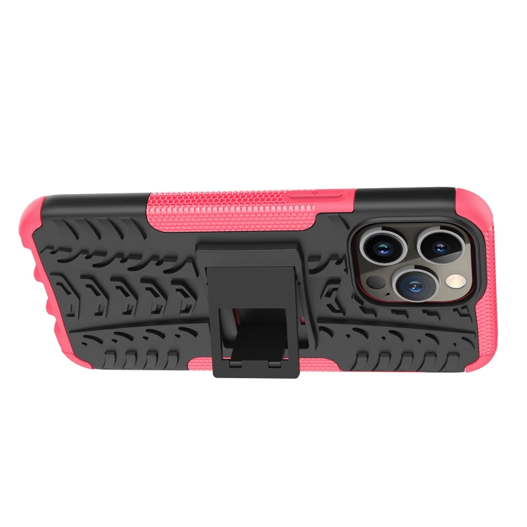 For iPhone 14 Pro Max Tire Texture TPU + PC Phone Case with Holder