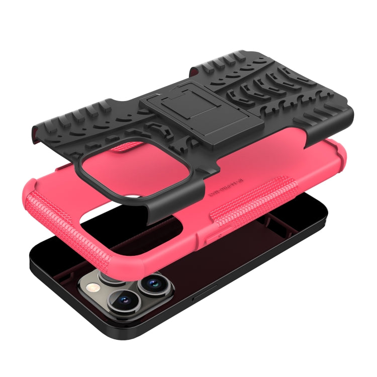For iPhone 14 Pro Max Tire Texture TPU + PC Phone Case with Holder