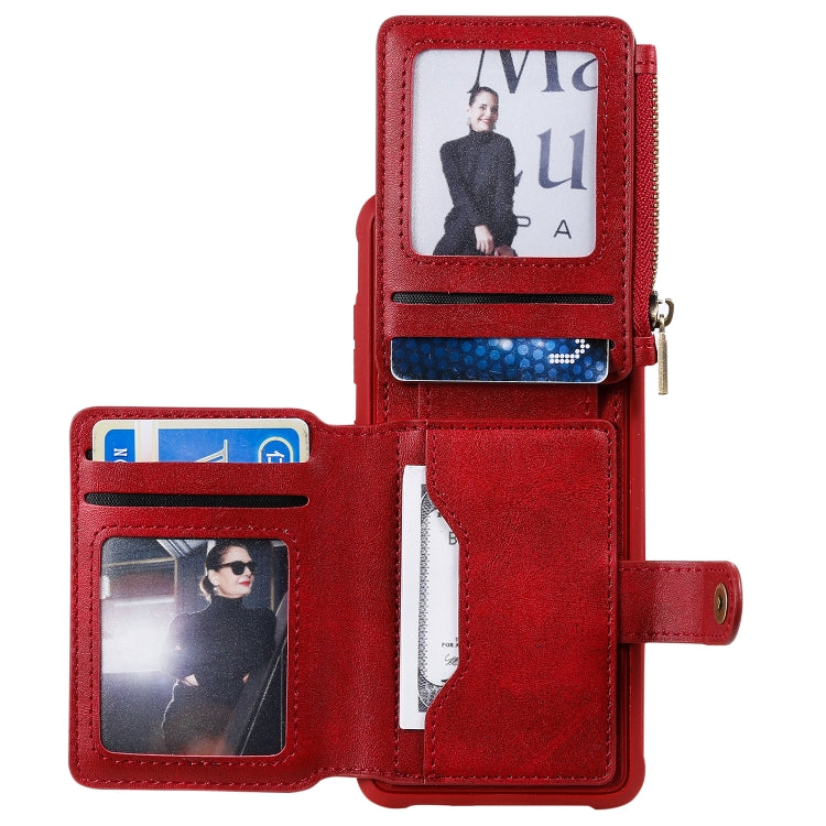 For Galaxy S20 Zipper Shockproof Protective Case with Card Slots & Bracket & Photo Holder & Wallet Function