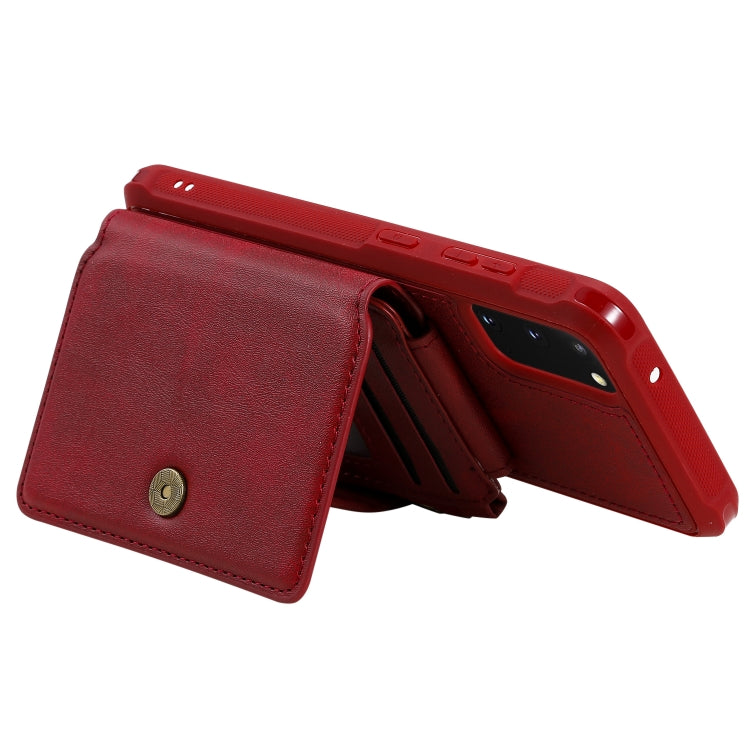 For Galaxy S20 Zipper Shockproof Protective Case with Card Slots & Bracket & Photo Holder & Wallet Function