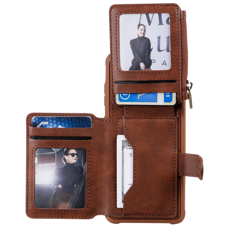 For Galaxy S20 Zipper Shockproof Protective Case with Card Slots & Bracket & Photo Holder & Wallet Function