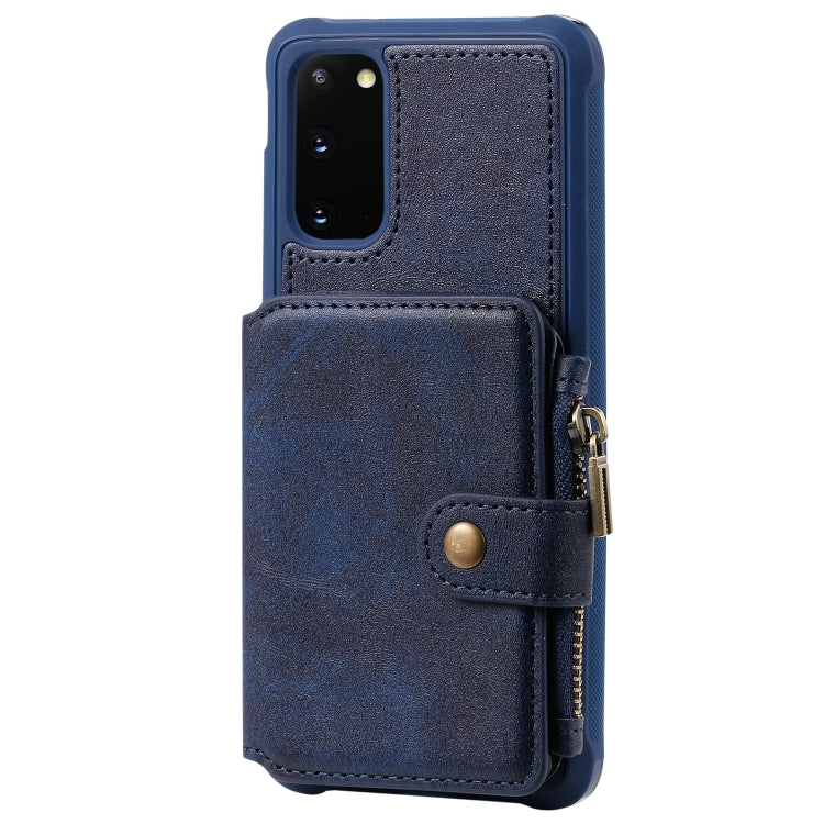For Galaxy S20 Zipper Shockproof Protective Case with Card Slots & Bracket & Photo Holder & Wallet Function