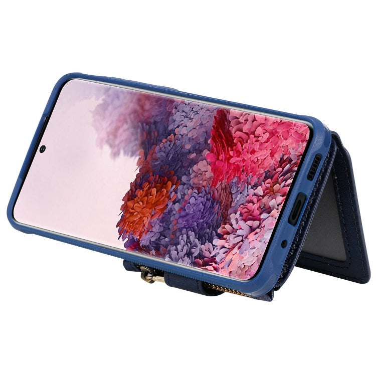 For Galaxy S20 Zipper Shockproof Protective Case with Card Slots & Bracket & Photo Holder & Wallet Function