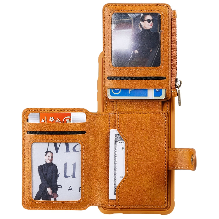 For Galaxy S20 Zipper Shockproof Protective Case with Card Slots & Bracket & Photo Holder & Wallet Function