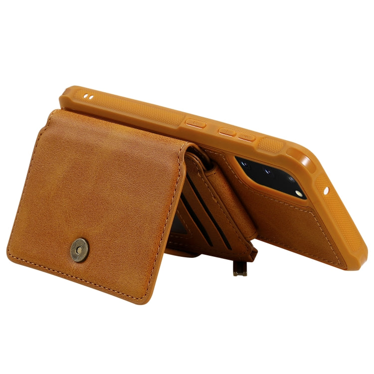 For Galaxy S20 Zipper Shockproof Protective Case with Card Slots & Bracket & Photo Holder & Wallet Function