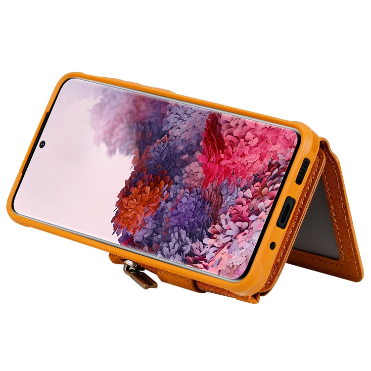 For Galaxy S20 Zipper Shockproof Protective Case with Card Slots & Bracket & Photo Holder & Wallet Function