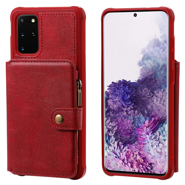 For Galaxy S20+ Zipper Shockproof Protective Case with Card Slots & Bracket & Photo Holder & Wallet Function
