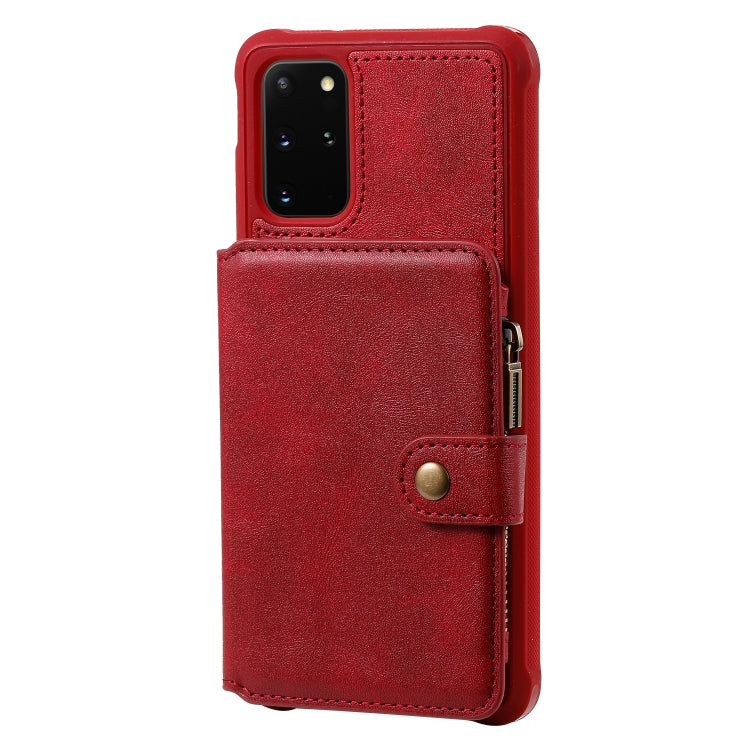 For Galaxy S20+ Zipper Shockproof Protective Case with Card Slots & Bracket & Photo Holder & Wallet Function