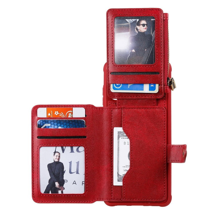 For Galaxy S20+ Zipper Shockproof Protective Case with Card Slots & Bracket & Photo Holder & Wallet Function
