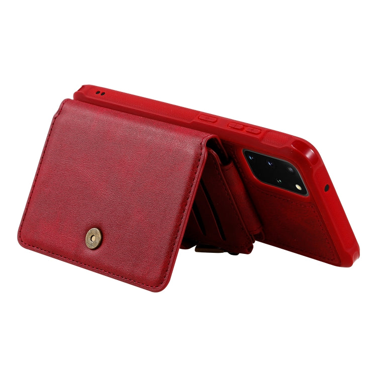 For Galaxy S20+ Zipper Shockproof Protective Case with Card Slots & Bracket & Photo Holder & Wallet Function
