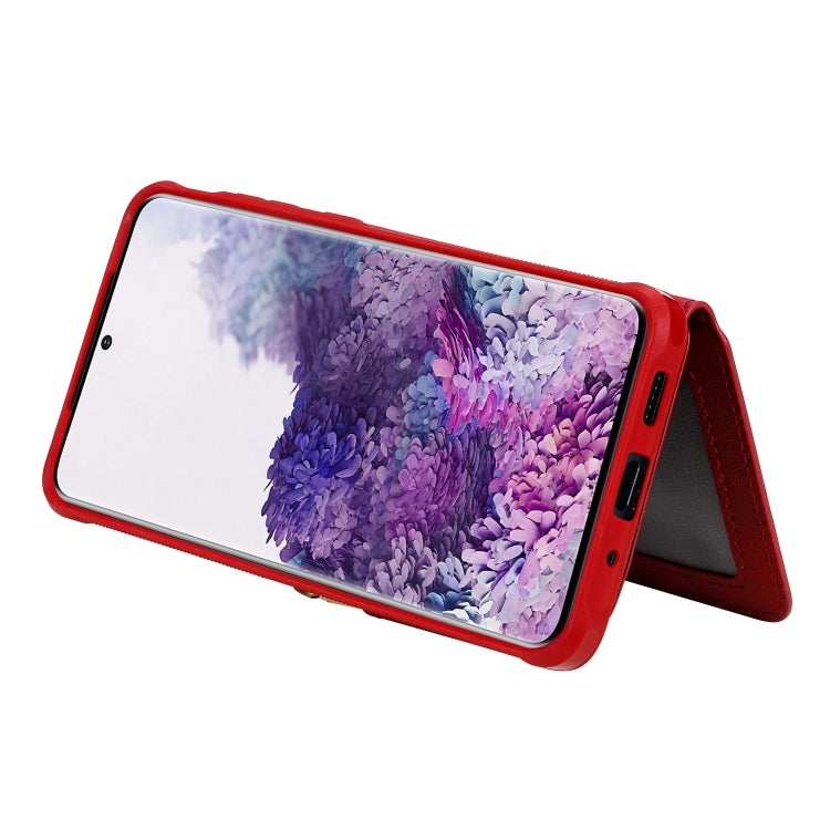 For Galaxy S20+ Zipper Shockproof Protective Case with Card Slots & Bracket & Photo Holder & Wallet Function