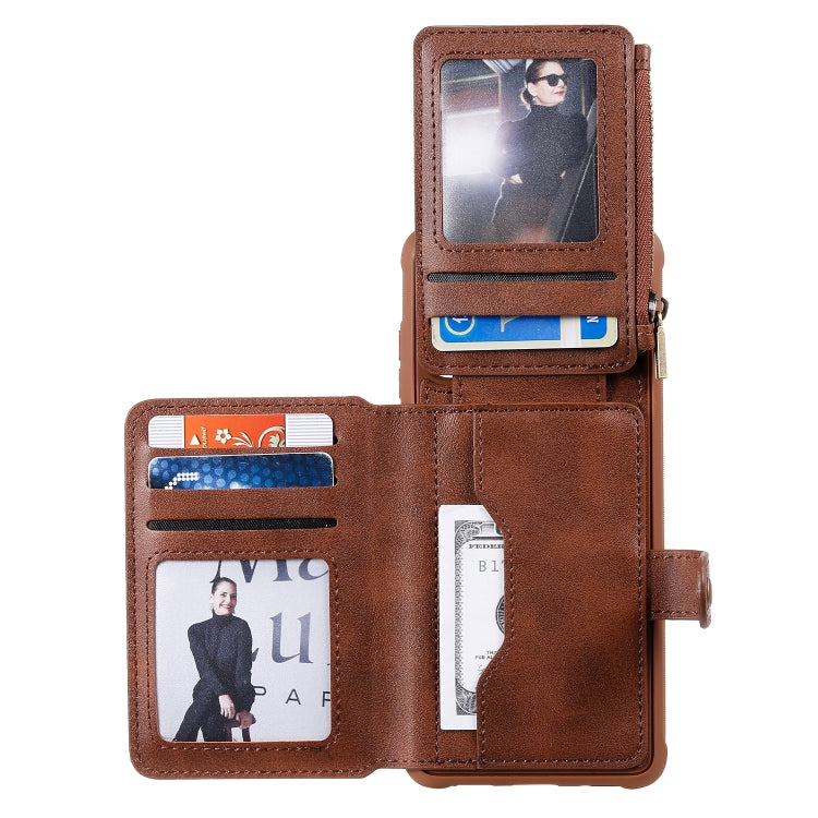 For Galaxy S20+ Zipper Shockproof Protective Case with Card Slots & Bracket & Photo Holder & Wallet Function