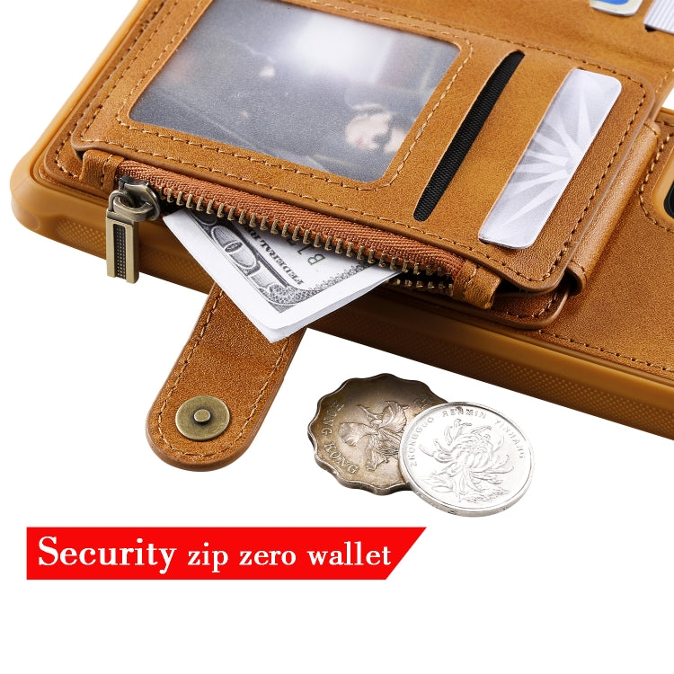 For Galaxy S20+ Zipper Shockproof Protective Case with Card Slots & Bracket & Photo Holder & Wallet Function