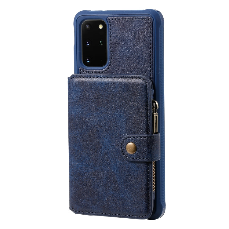 For Galaxy S20+ Zipper Shockproof Protective Case with Card Slots & Bracket & Photo Holder & Wallet Function