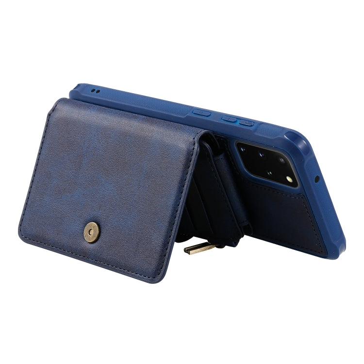 For Galaxy S20+ Zipper Shockproof Protective Case with Card Slots & Bracket & Photo Holder & Wallet Function