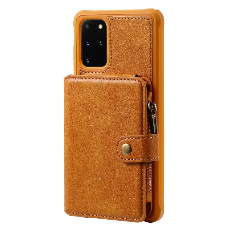 For Galaxy S20+ Zipper Shockproof Protective Case with Card Slots & Bracket & Photo Holder & Wallet Function
