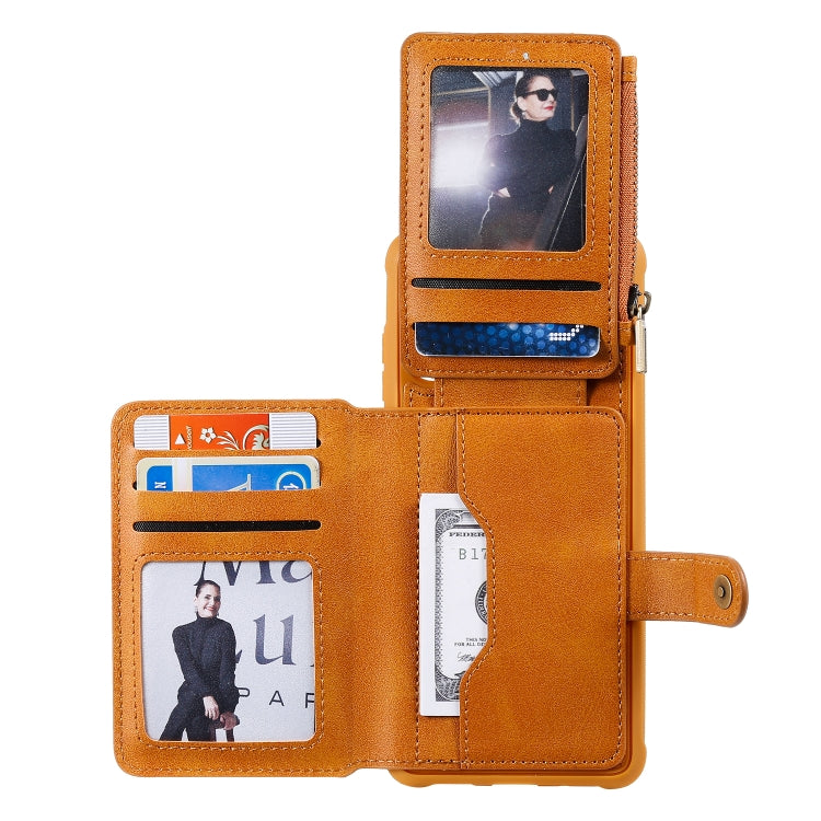 For Galaxy S20+ Zipper Shockproof Protective Case with Card Slots & Bracket & Photo Holder & Wallet Function
