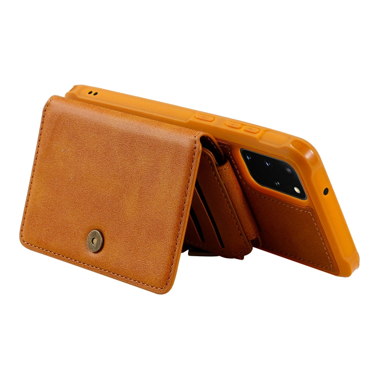 For Galaxy S20+ Zipper Shockproof Protective Case with Card Slots & Bracket & Photo Holder & Wallet Function
