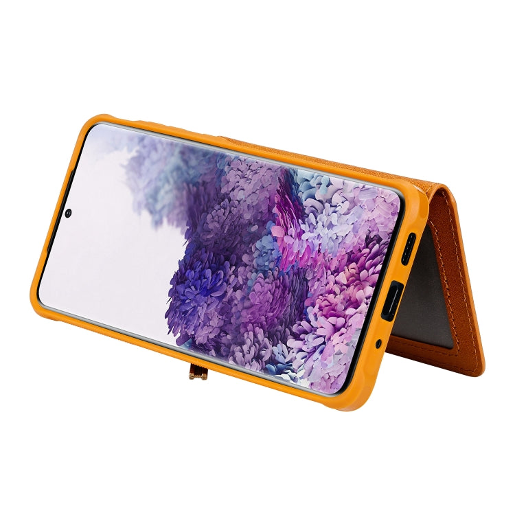 For Galaxy S20+ Zipper Shockproof Protective Case with Card Slots & Bracket & Photo Holder & Wallet Function