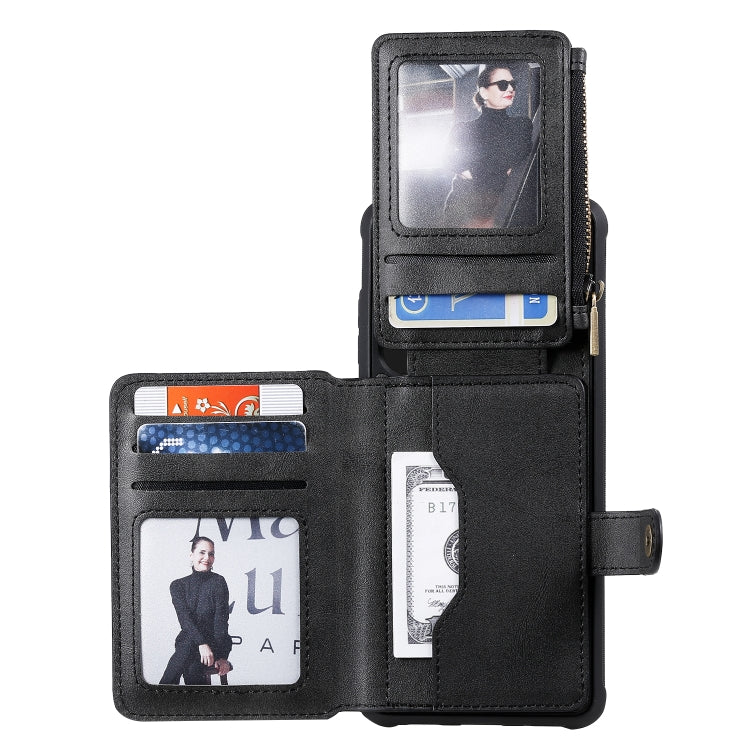 For Galaxy S20 Ultra Zipper Shockproof Protective Case with Card Slots & Bracket & Photo Holder & Wallet Function