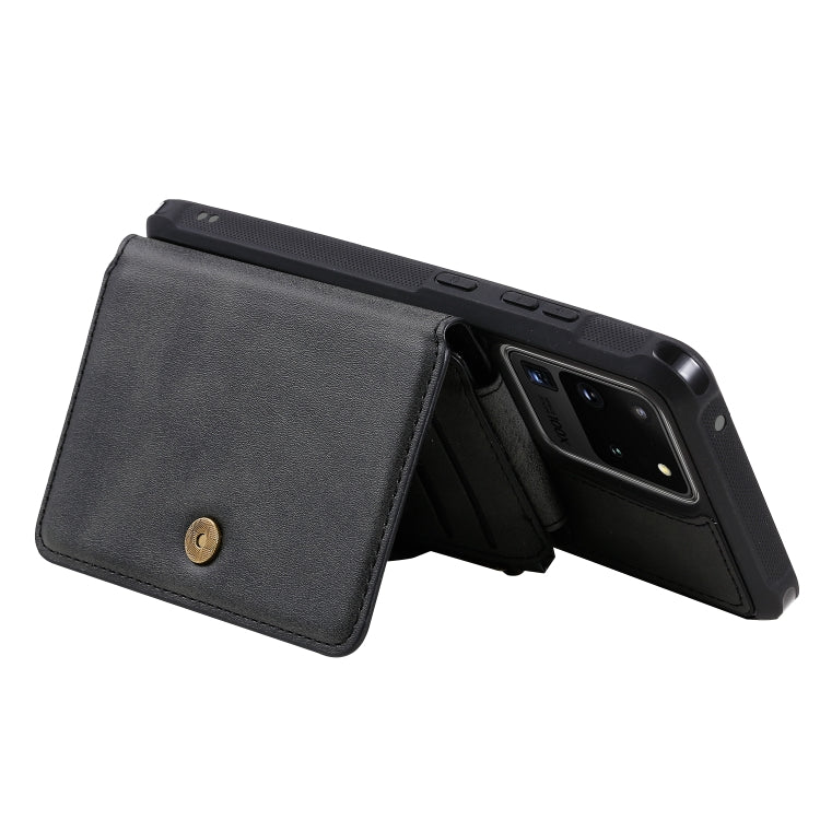 For Galaxy S20 Ultra Zipper Shockproof Protective Case with Card Slots & Bracket & Photo Holder & Wallet Function
