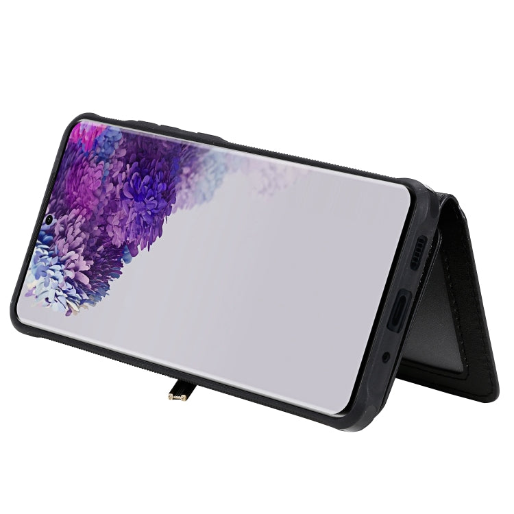 For Galaxy S20 Ultra Zipper Shockproof Protective Case with Card Slots & Bracket & Photo Holder & Wallet Function