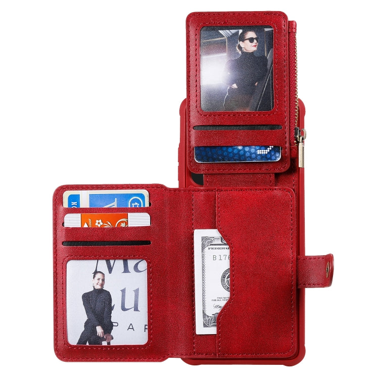 For Galaxy S20 Ultra Zipper Shockproof Protective Case with Card Slots & Bracket & Photo Holder & Wallet Function